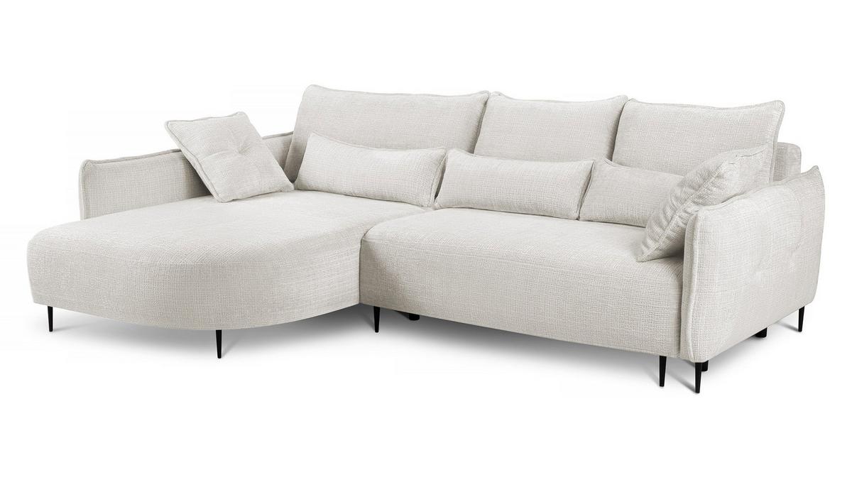 ECKSOFA Oblivio Cremeweiß Chenille - Creme/Schwarz, Textil/Metall (285/200cm) - Selsey