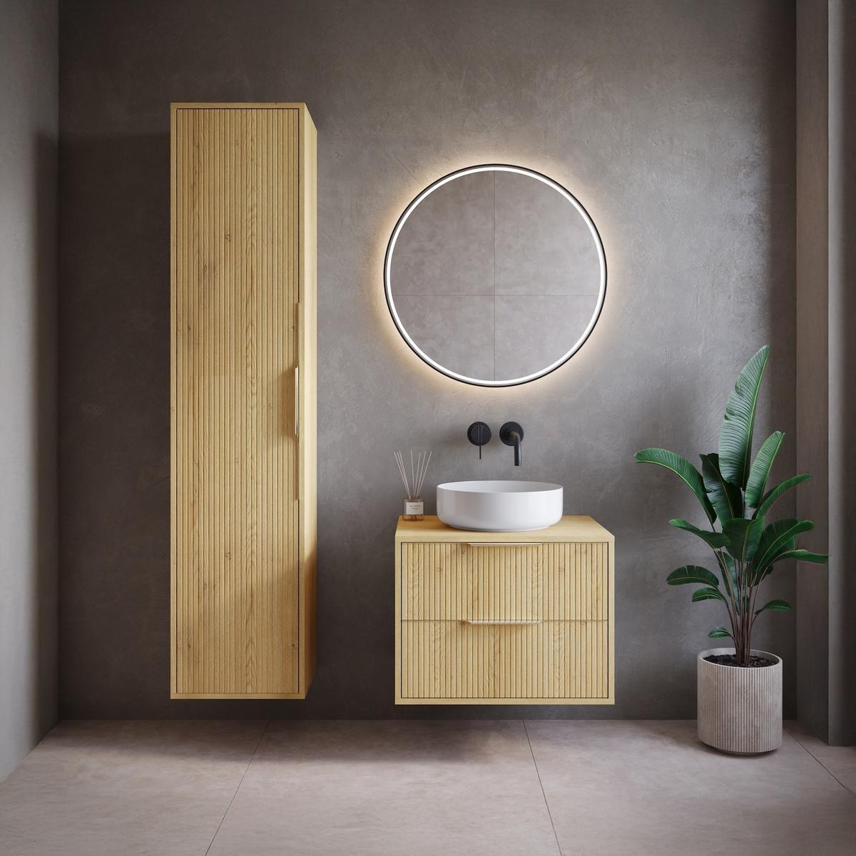 BADEZIMMERSCHRANK Rimini mit 1 Tür Eiche - 38 x 33 x 170 cm - Eichefarben, Holz (33/170/38cm) - Badplaats