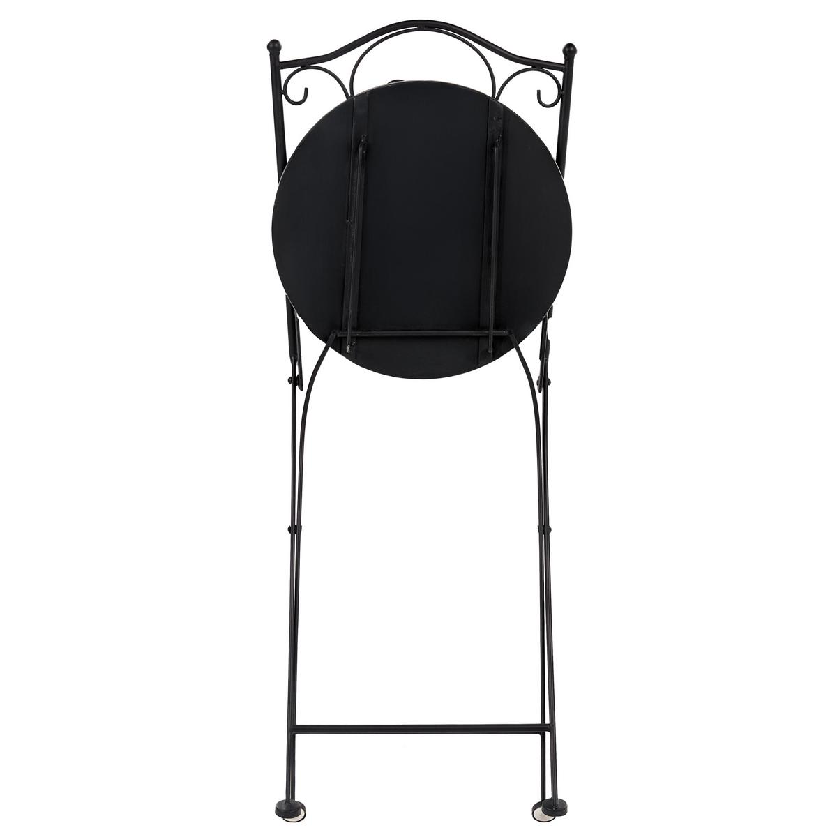 GARTENSTUHL 2er Set klappbar Metall Weiß/Blau Siponto - Blau/Schwarz, Metall (40/90/44cm) - Beliani