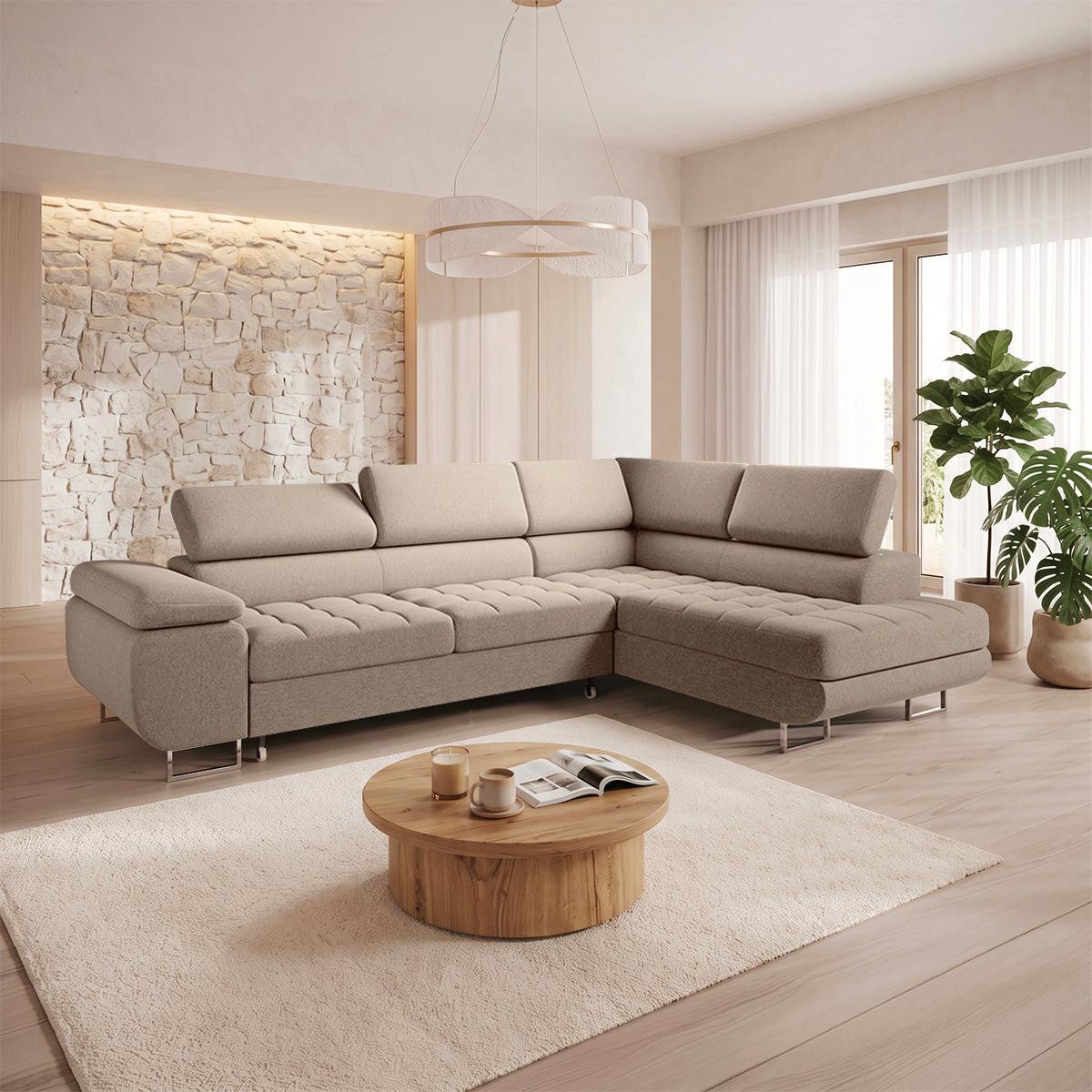 ECKSOFA Eden 4 Sitzplätze Taupe - Taupe, Textil (271/201cm) - Petits-meubles