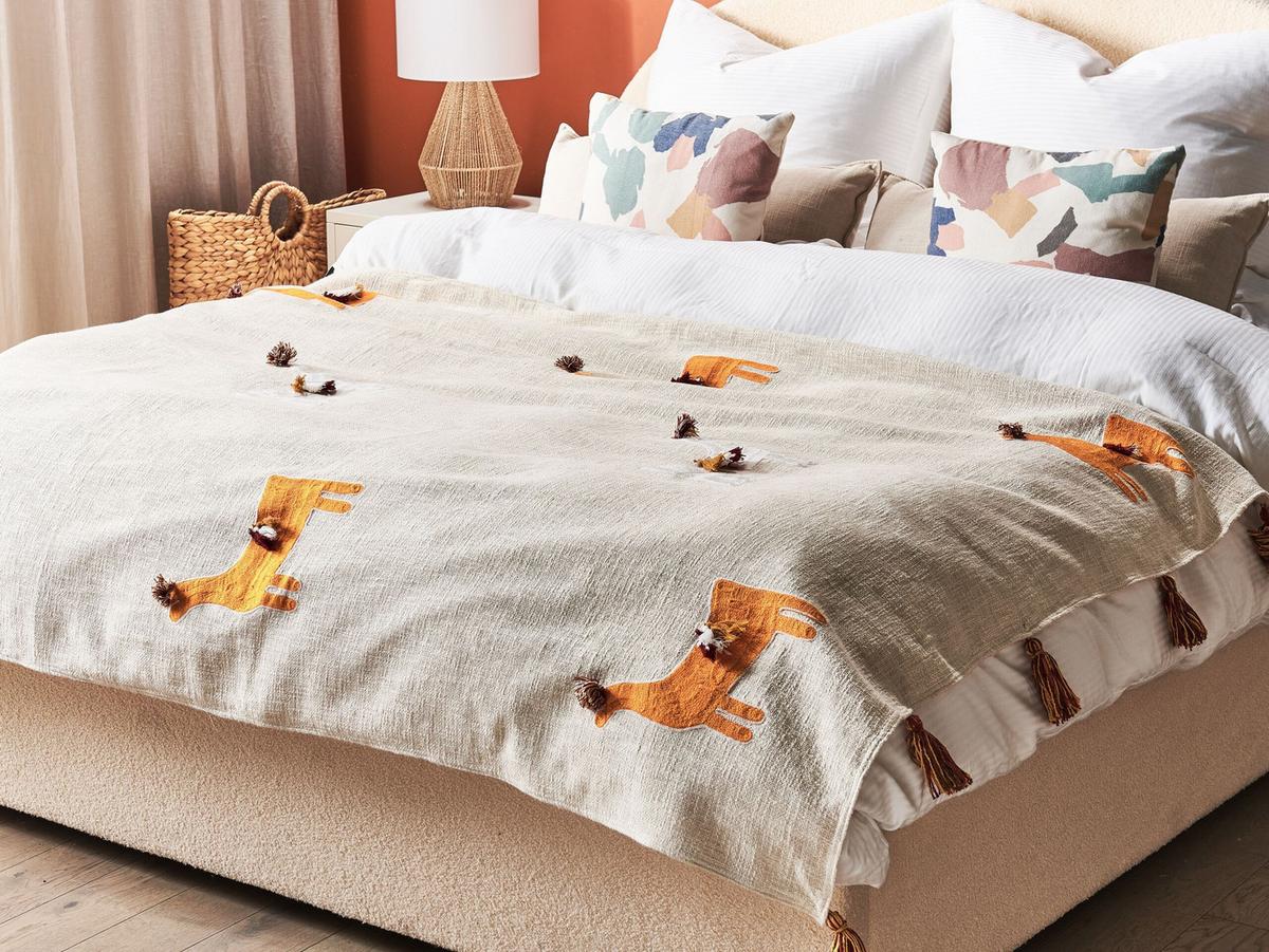 DECKE Beige Khandwa 130/180 cm - Beige, Naturmaterialien/Textil (130/180cm) - Beliani