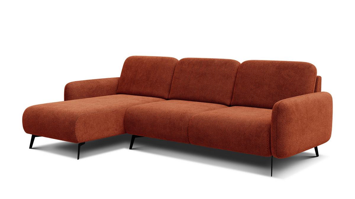 ECKSOFA FEBE 4-Sitzer links, dunkelorange - Dunkelorange/Schwarz, Holz/Textil (264/157cm) - Wozimo