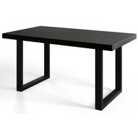 INDUSTRIELLER Esszimmertisch LOFT-U, ausziehbarer Tisch, Größe: 180-280X90X77 cm, Wohnzimmertisch Farbe: Schwarz, mit Metallbeinen in Farbe Schwarz - Schwarz, Holzwerkstoff (180/90/77cm) - Alpi-Möbel