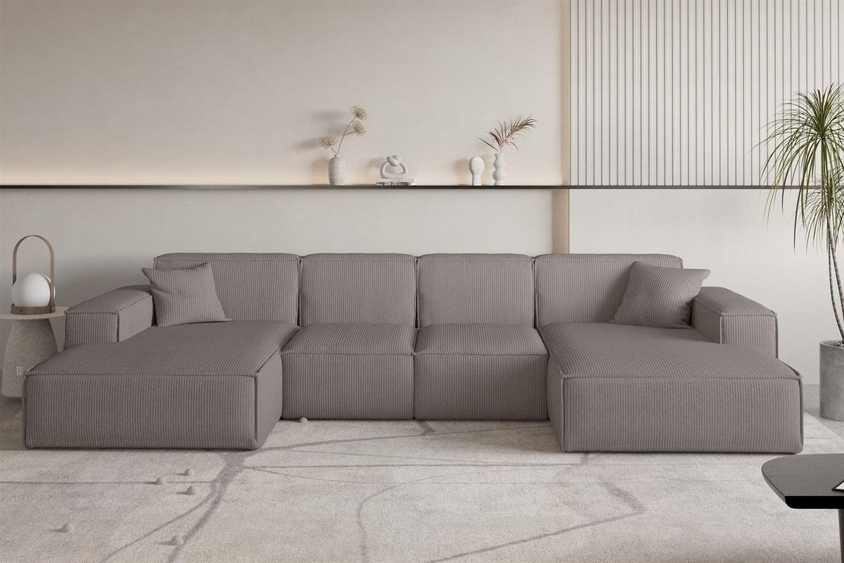WOHNLANDSCHAFT Celes Premium Xs Scala - Taupe, Holzwerkstoff/Textil (342/73/165cm) - Fun Möbel