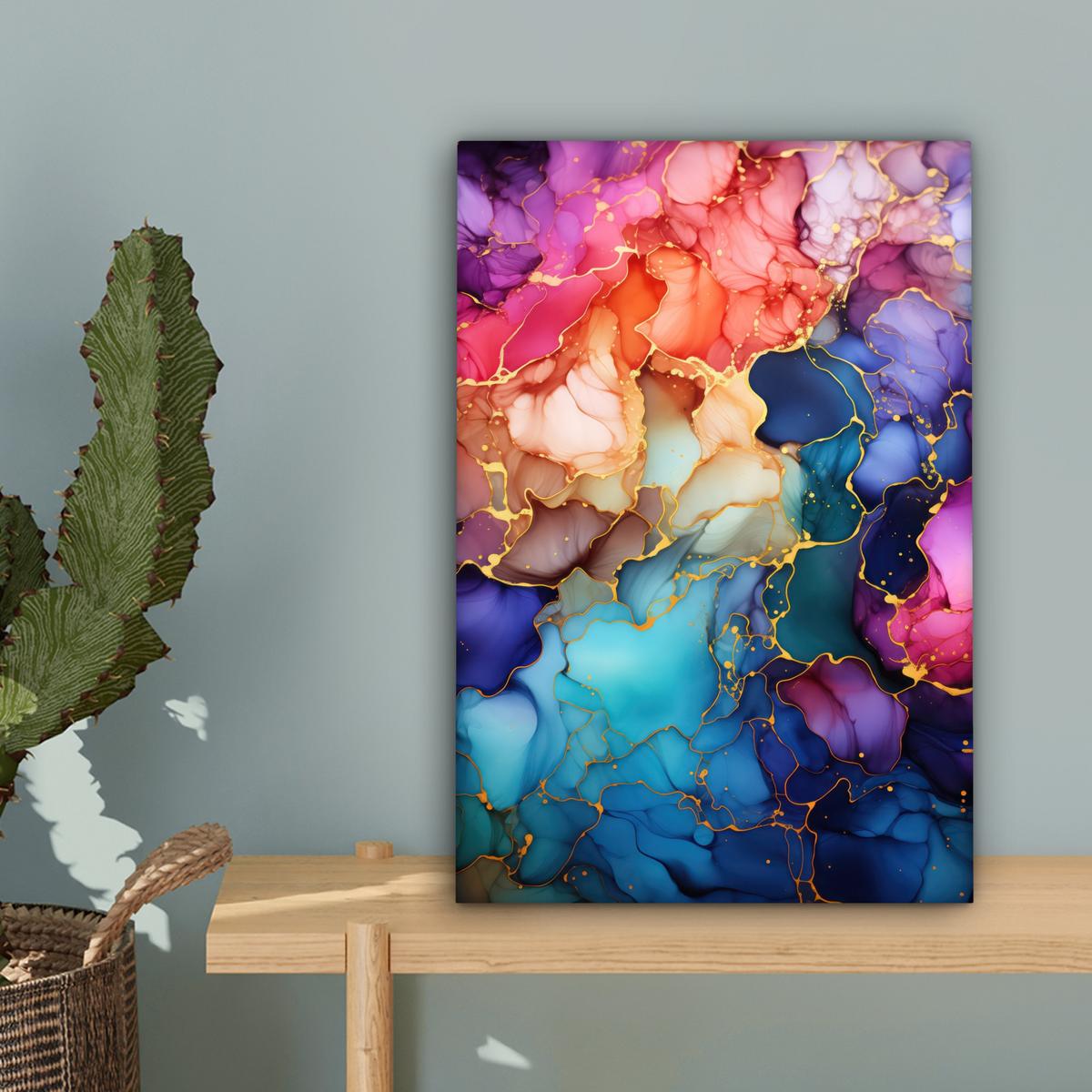LEINWANDBILD Marmor - Bunt - Abstrakt Deko Wohnzimmer 20x30 cm - Multicolor, Textil (20/30cm) - MuchoWow