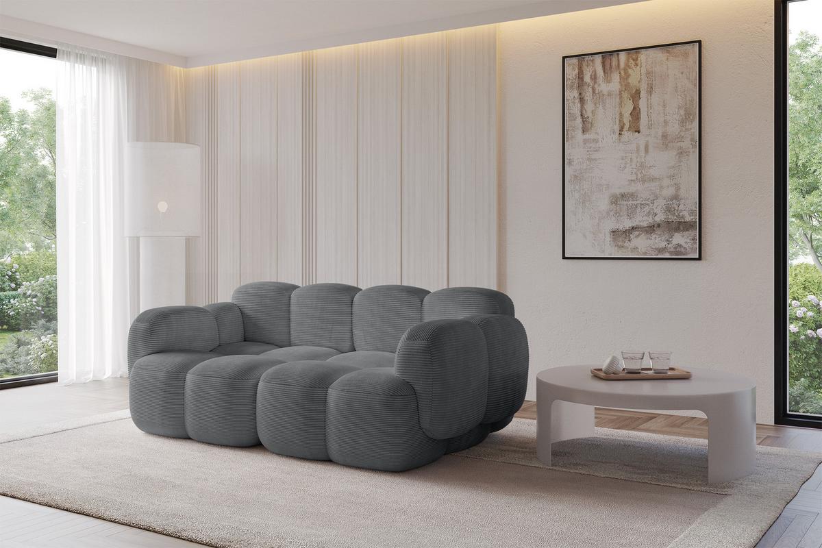 2-SITZER modulares Sofa Miko-S1 214x118x75 cm Dunkelgrau Cord - Graphitfarben/Schwarz, Holzwerkstoff/Kunststoff (214/75/118cm) - ALTDECOR