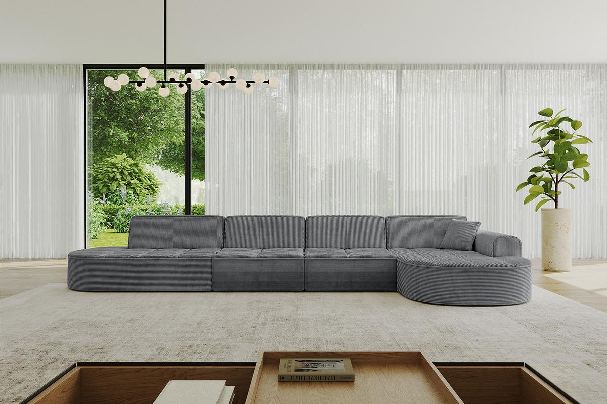 ECKSOFA Ottomane Rechts TARO-L3 - 413x171x79,5 cm Dunkelgrau - Dunkelgrau, Holzwerkstoff/Textil (413/171cm) - ALTDECOR