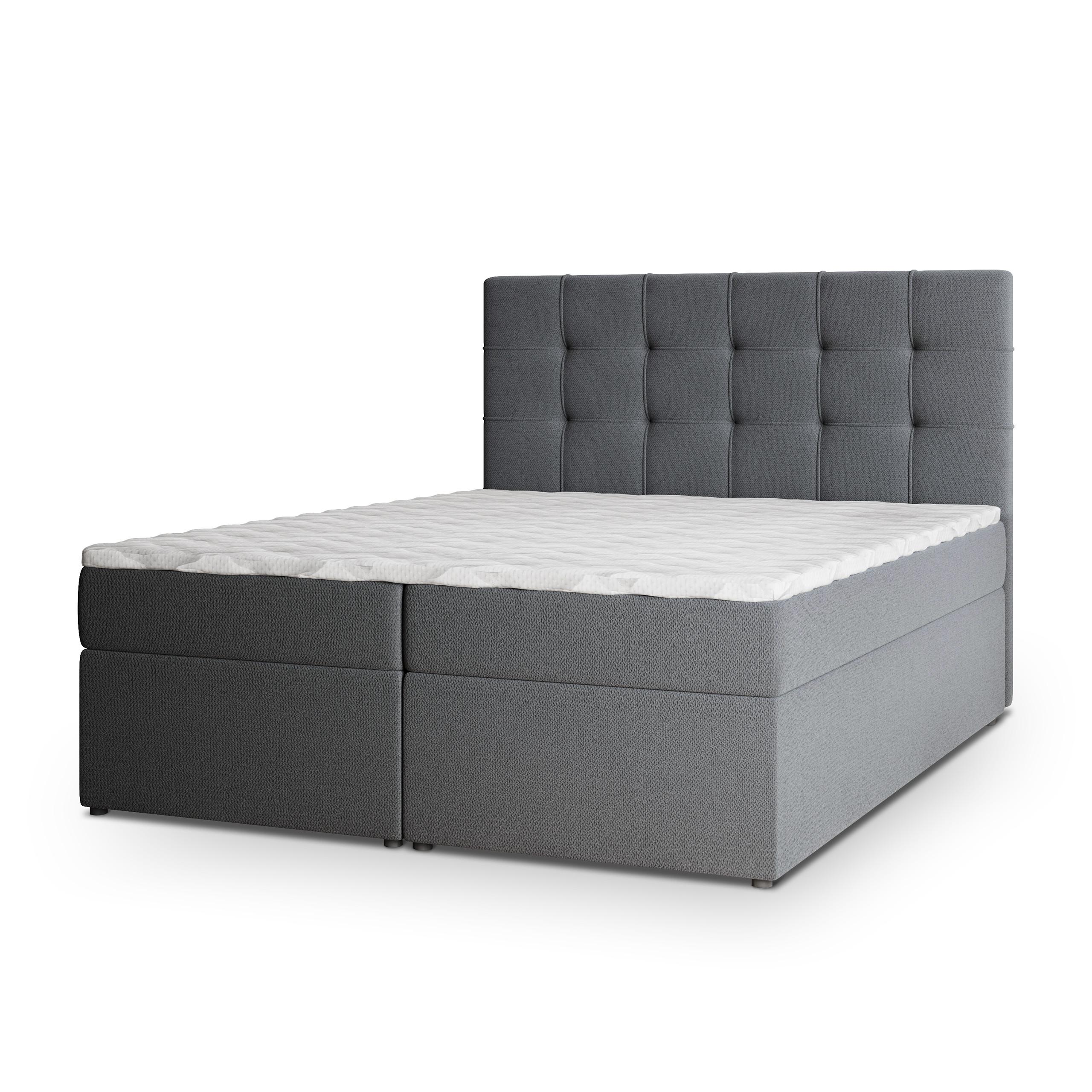 BOXBETT PALMA 180x200 cm mit Matratze und Topper, H2+H3 - Graphitfarben - Graphitfarben, Holz (180/200cm) - MASSENO