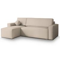 ECKSOFA RAVELO P Creme Kordstoff mit Schlaffunktion - Creme/Grau, Holz/Kunststoff (240/140cm) - MASSENO