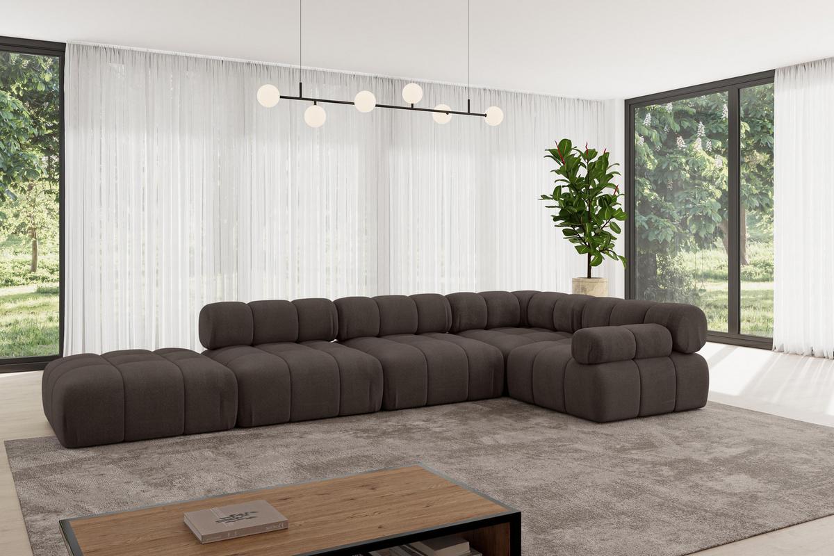 ECKSOFA modulares Sofa Felto-L2 - 380x190x70 cm Braun Velours - Braun, Holzwerkstoff/Textil (380/190cm) - ALTDECOR