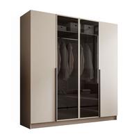 VIERTÜRIGER Schrank ATRIUM II mit Glasfront - Kaschmir, Holzwerkstoff (200/210/57cm) - Lookway