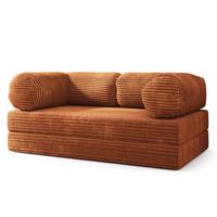 BETTSOFA ALVIO aus Schaumstoff Kordstoff Braun Schlaffunktion - Braun, Textil (170/68/80cm) - MASSENO