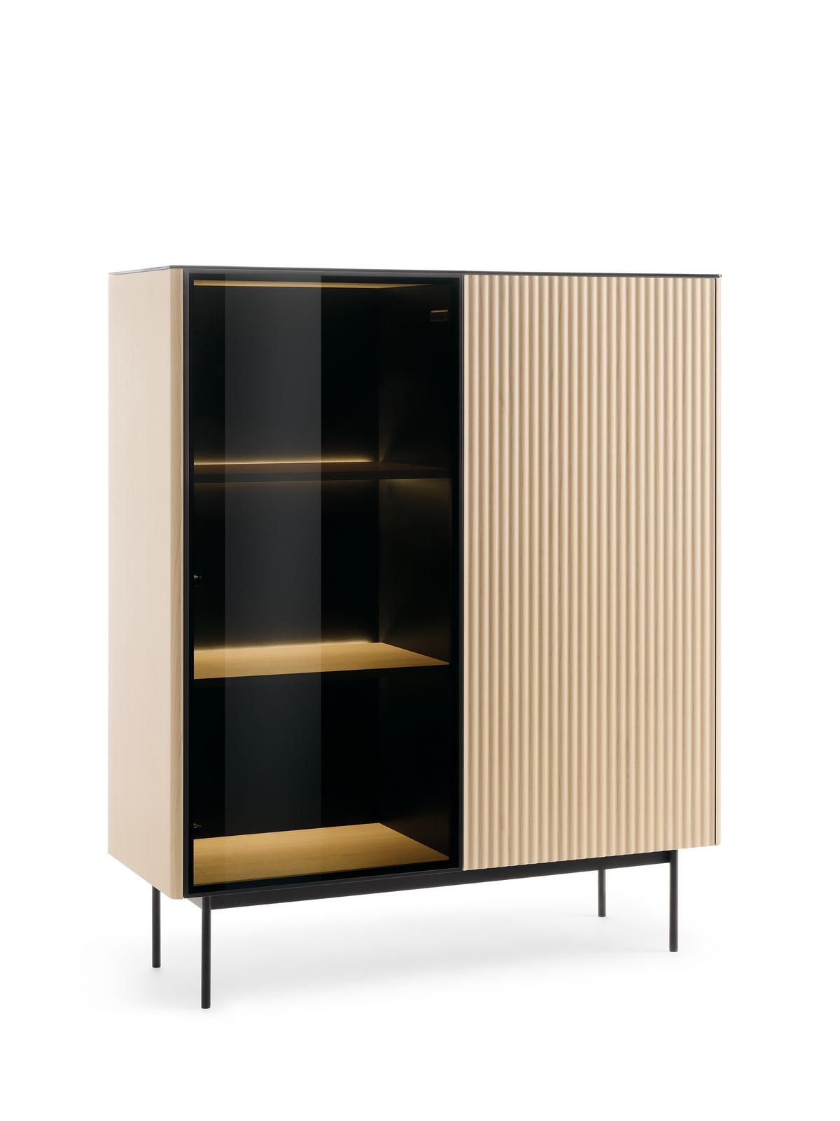 VITRINE VELLUTO 106,6 / 107,1 cm in Eichefarben - Eichefarben/Naturfarben, Holzwerkstoff (107.1/106.6/39cm) - MASSENO