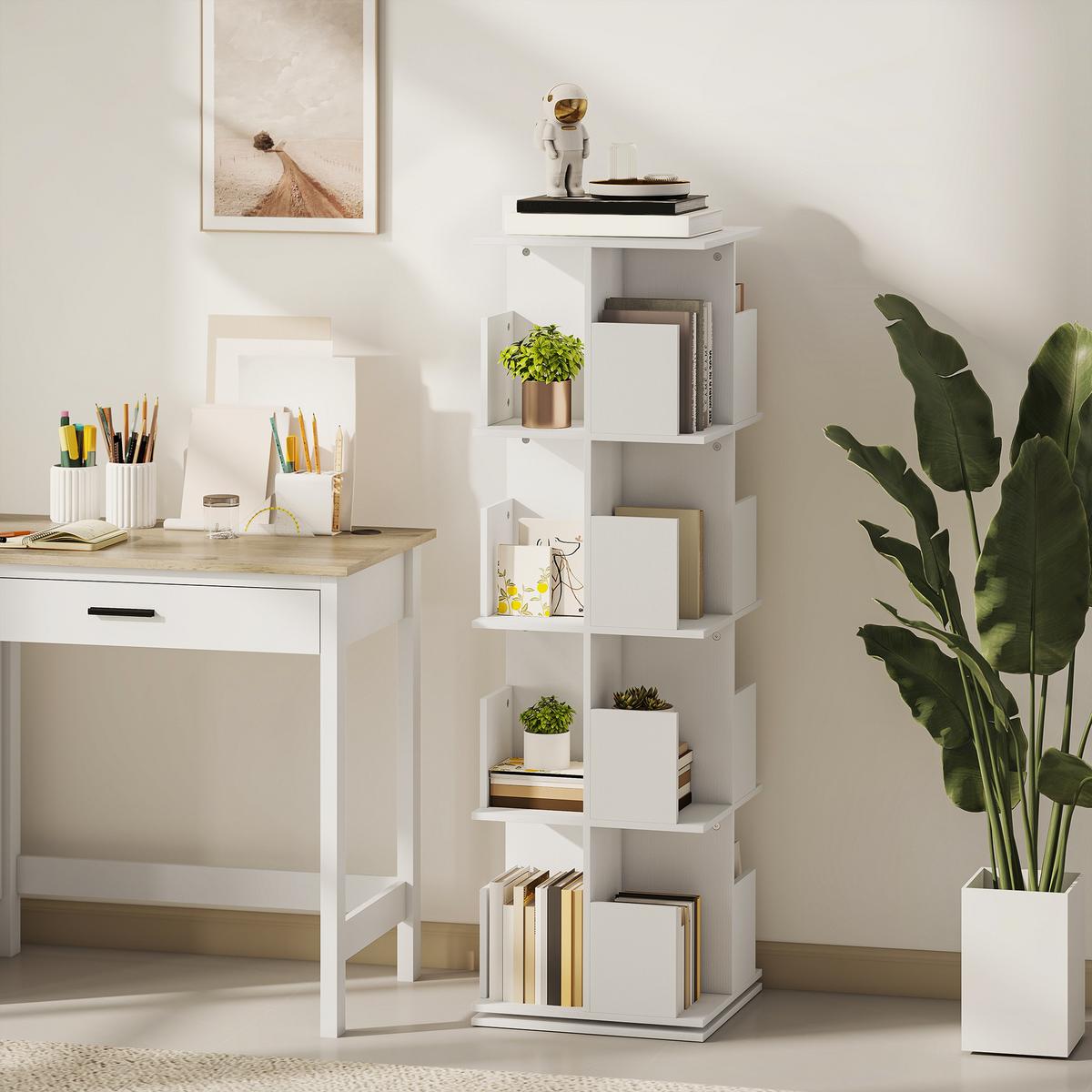 BÜCHERREGAL Spanplatte Weiß - Weiß, Holzwerkstoff (39/128.3/39cm) - HOMCOM