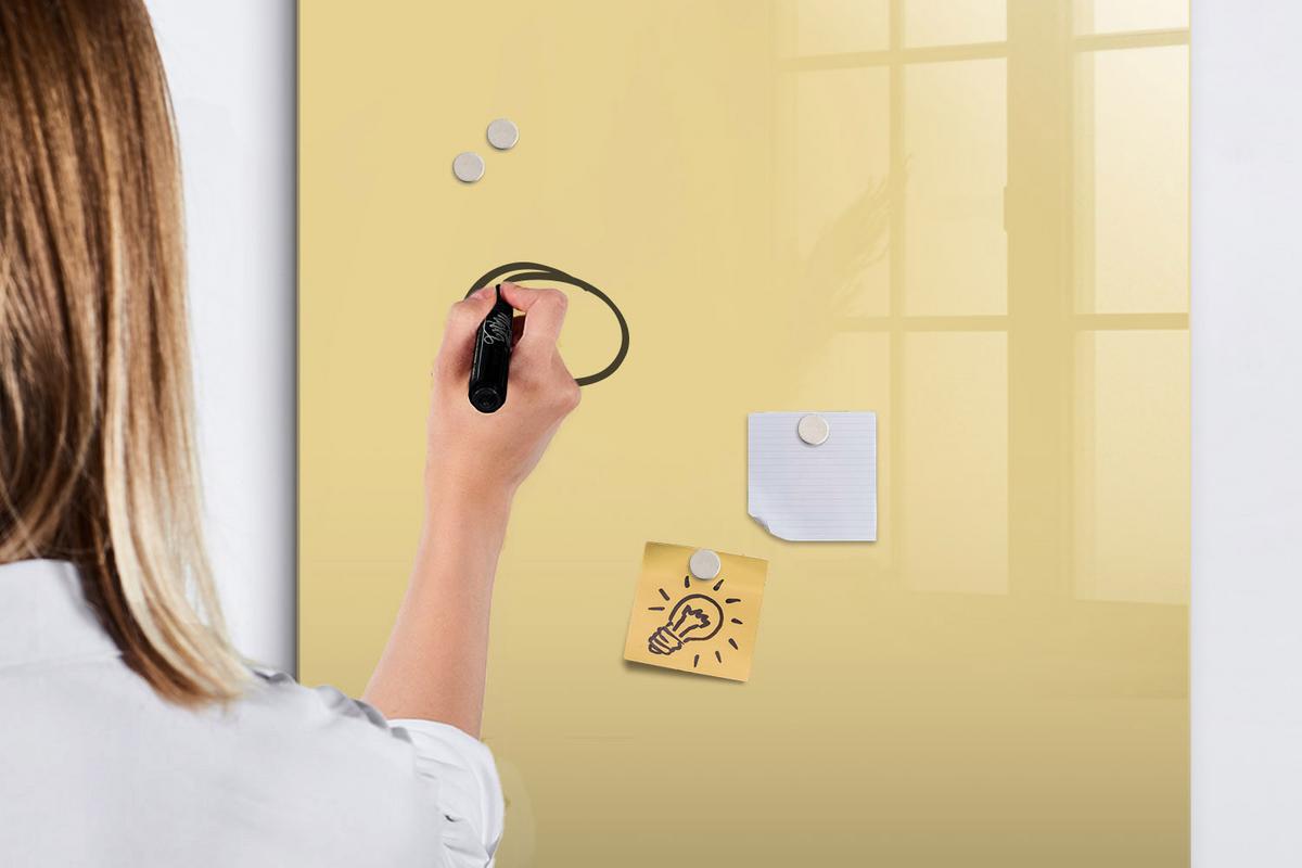 MAGNETTAFEL 70x100 Creme schwarzer Marker - Creme, Glas (70/0.4/100cm) - TULUP