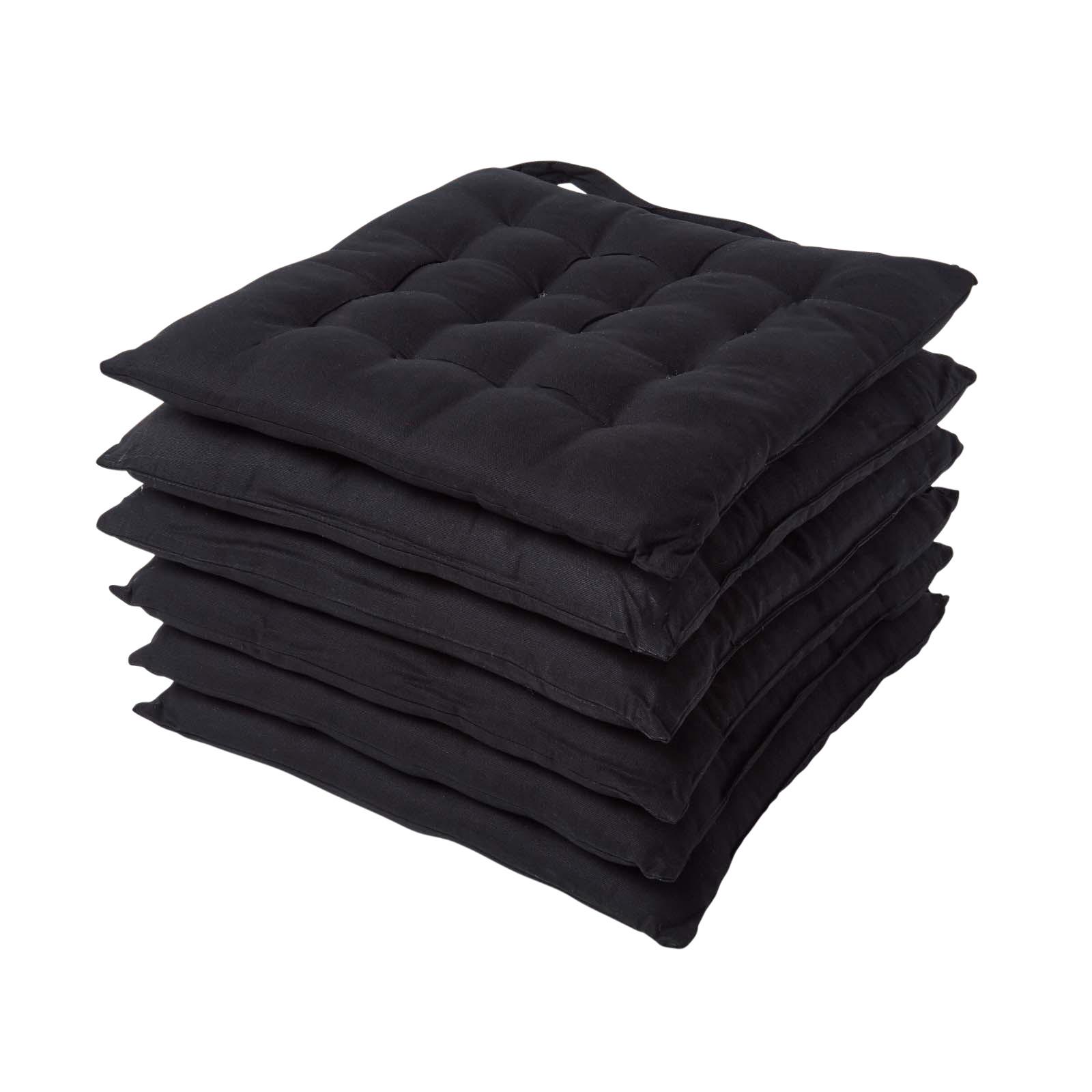 STUHLKISSEN 6er-Set schwarz 40/40/6,5 cm - Schwarz, Textil (40/40/6.5cm) - Homescapes