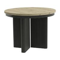 ESSTISCH Prestige runder Design-Tisch, ausziehbar Ø 100–180 cm, Eiche artisan+Schwarz - Eichefarben/Schwarz, Metall (100/100/77cm) - Beautysofa