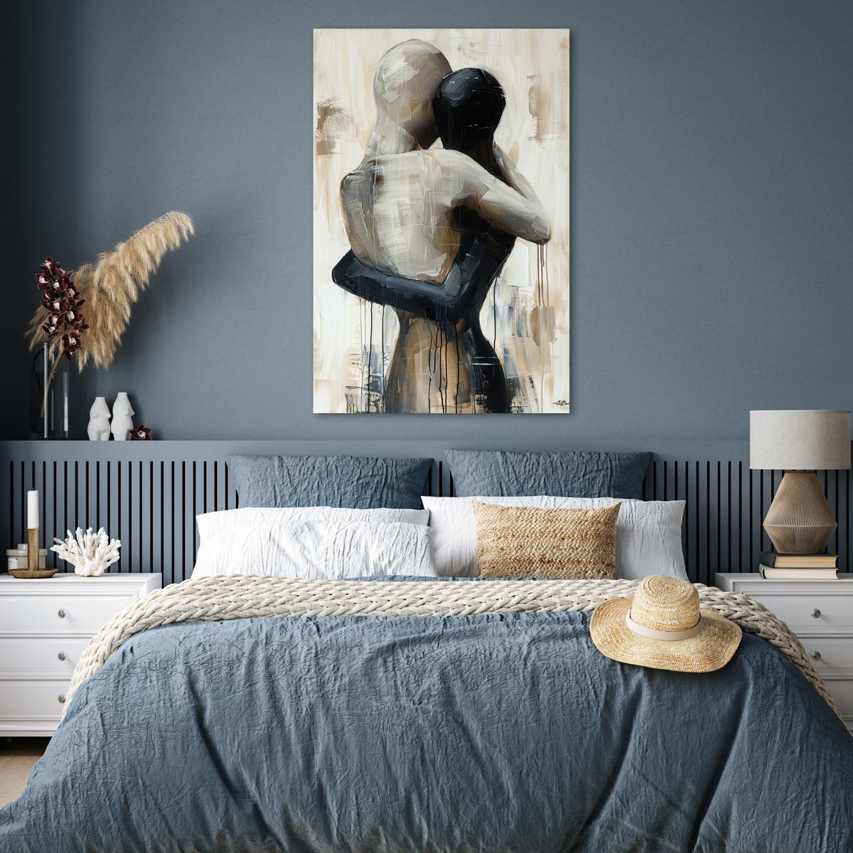 POSTER Abstrakt - Liebe - Schwarz und weiß - Modern Wandbild Schlafzimmer 80x120 cm - Schwarz, Papier (80/120/0.1cm) - MuchoWow