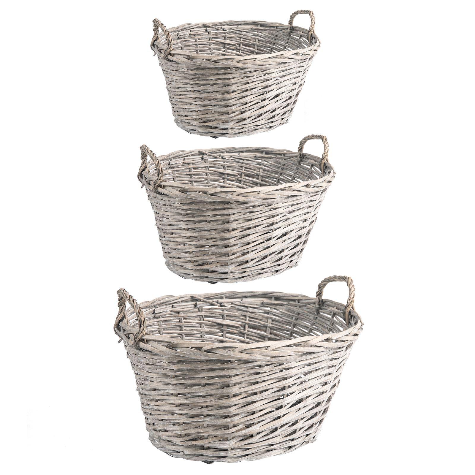 WEIDENKÖRBE JUNAN 3er Set grau - Grau, Naturmaterialen (46/25/37cm) - CARO-Möbel