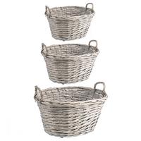 WEIDENKÖRBE JUNAN 3er Set grau - Grau, Naturmaterialen (46/25/37cm) - CARO-Möbel