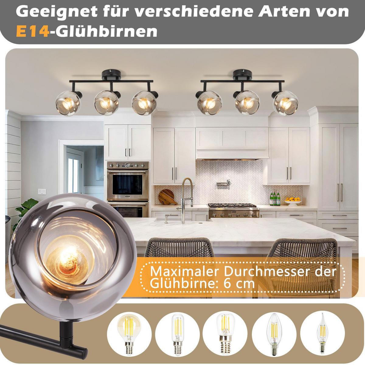 DECKENSTRAHLER Cottbus 3-flammig 38.5/11/19.5 cm - Schwarz, Metall (38.5/11/19.5cm) - Nettlife