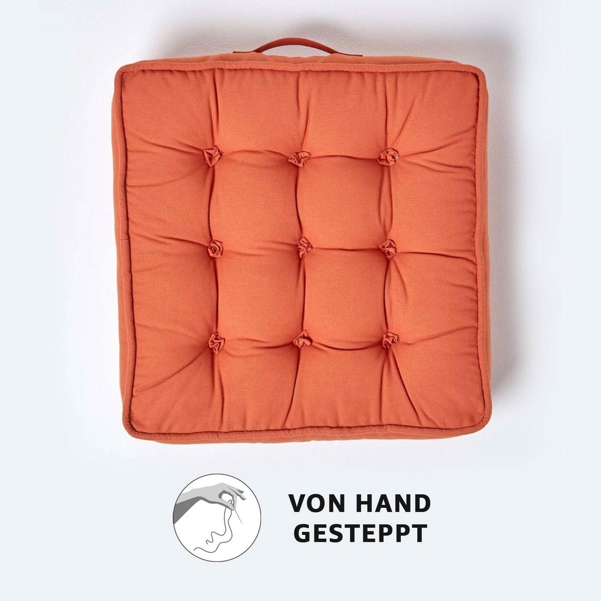 SITZKISSEN terracotta 50/50/10 cm – Sesselkissen, Baumwolle - Orange, Textil (50/50/10cm) - Homescapes