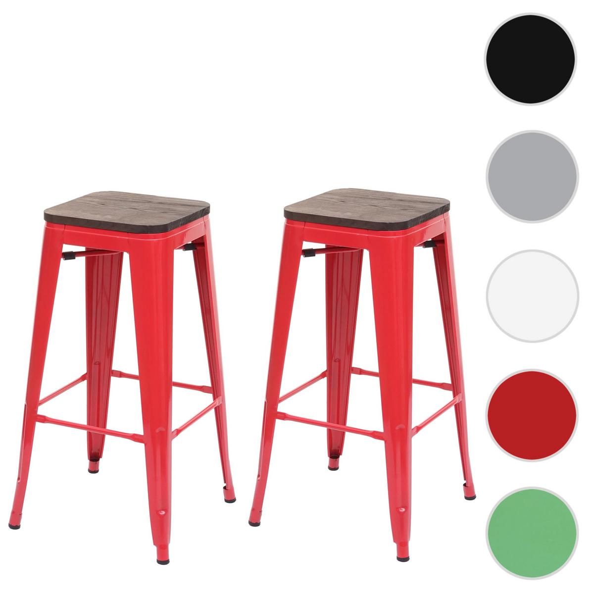 BARHOCKER Rot 2er-Set - Rot, Holz (42/76/42cm) - MCW