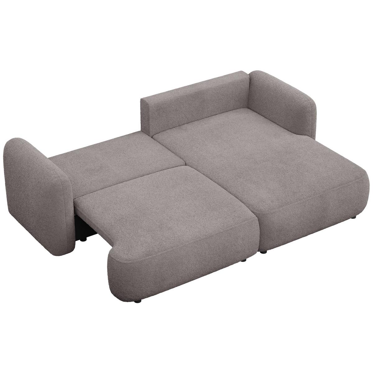 ECKSOFA Tvoya Graubraun Bouclé - Graubraun/Schwarz, Kunststoff/Textil (175/267cm) - Selsey