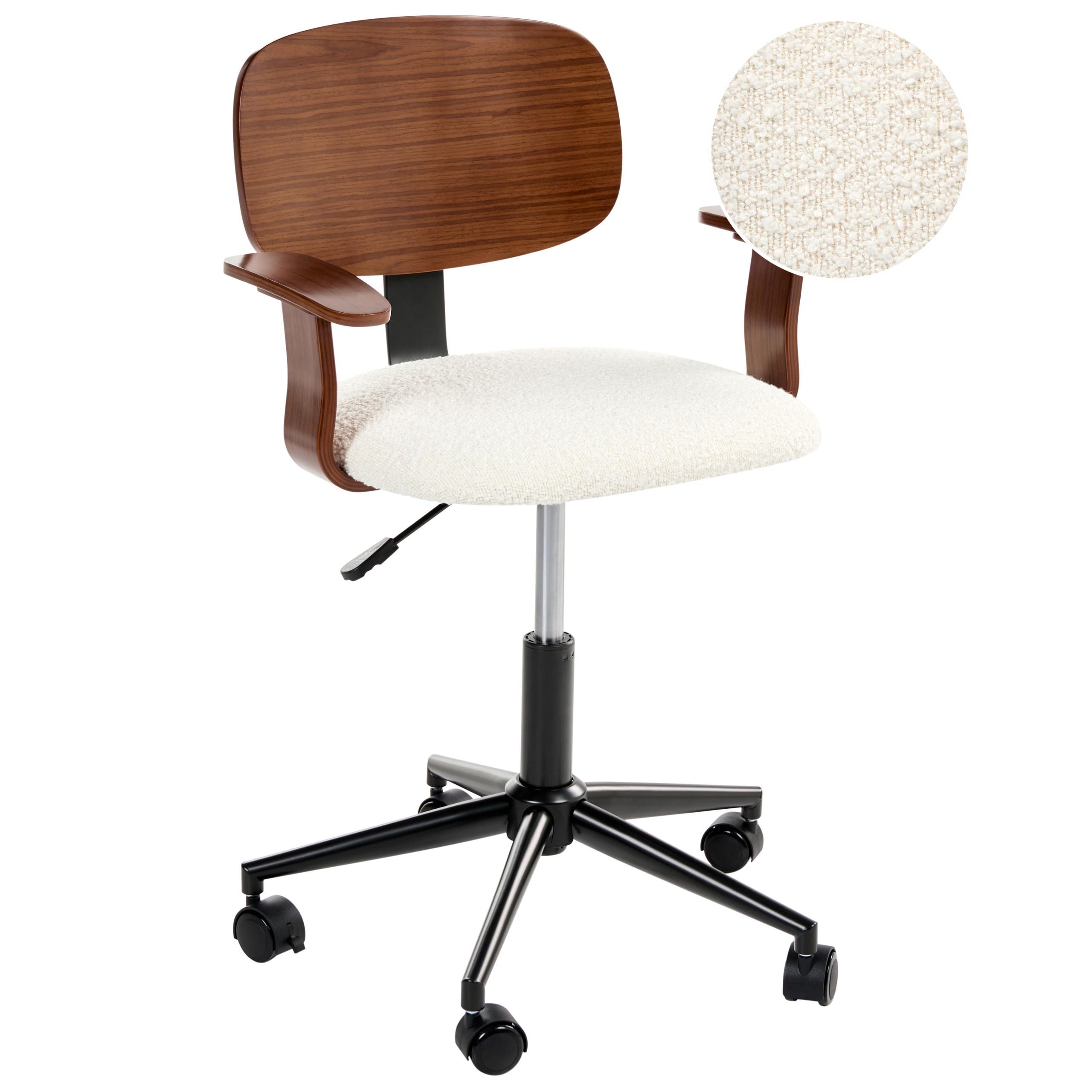 SCHREIBTISCHSTUHL Bouclé Cremeweiß Gunnison - Weiß, Textil (63/74/63cm) - Beliani
