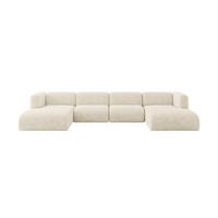 WOHNLANDSCHAFT MIRA-U2 408x179x70 Creme Velours - Creme/Schwarz, Holzwerkstoff/Kunststoff (408/70/179cm) - ALTDECOR