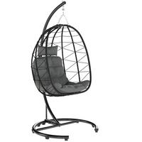 HÄNGESTUHL 195 cm Höhe, wasserdichte Abdeckung, bis zu 150 kg, Dunkelgrau - Schwarz, Kunststoff (102/195/102cm) - Outsunny