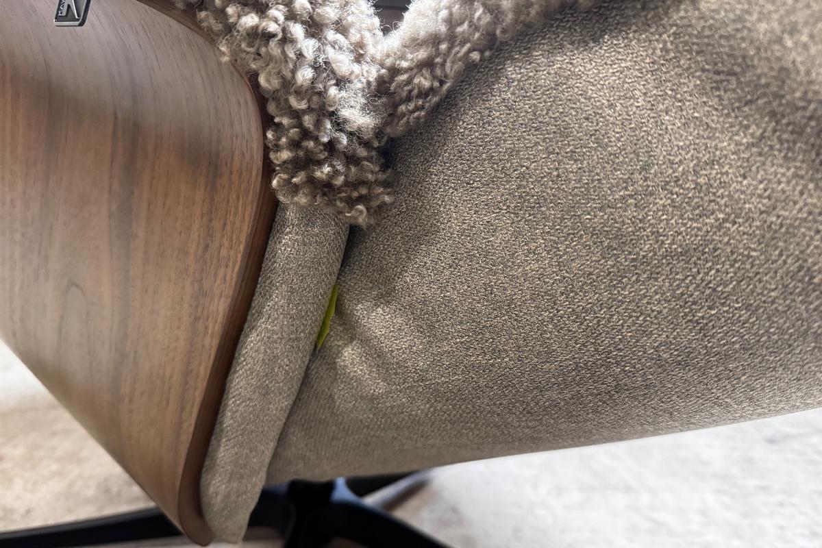 RELAXSESSEL SILVA Beige Schaffell Relaxfunktion - Beige/Schwarz, Naturmaterialien/Fell (77/106/86cm) - KAWOLA