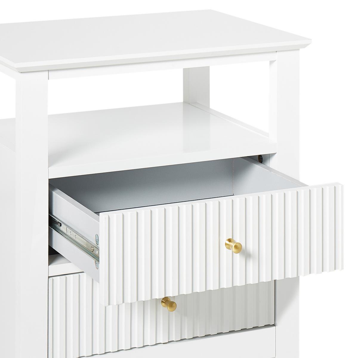 NACHTTISCH mit 2 Schubladen Weiß Assisi - Weiß, Holzwerkstoff (35/48/62cm) - Beliani