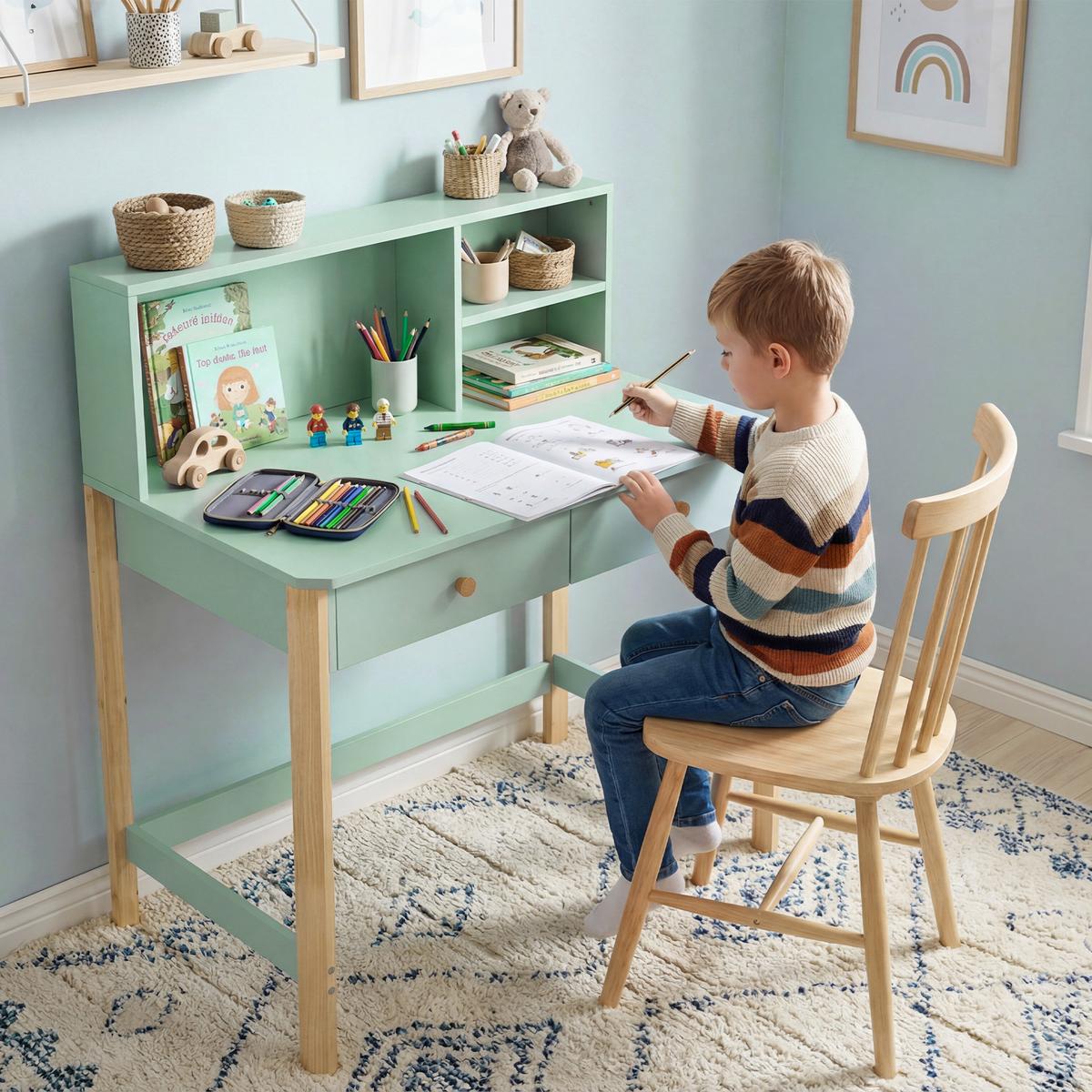 KINDERTISCH MDF Kiefernholz Grün - Naturfarben/Grün, Holz/Holzwerkstoff (52/105/90cm) - AIYAPLAY