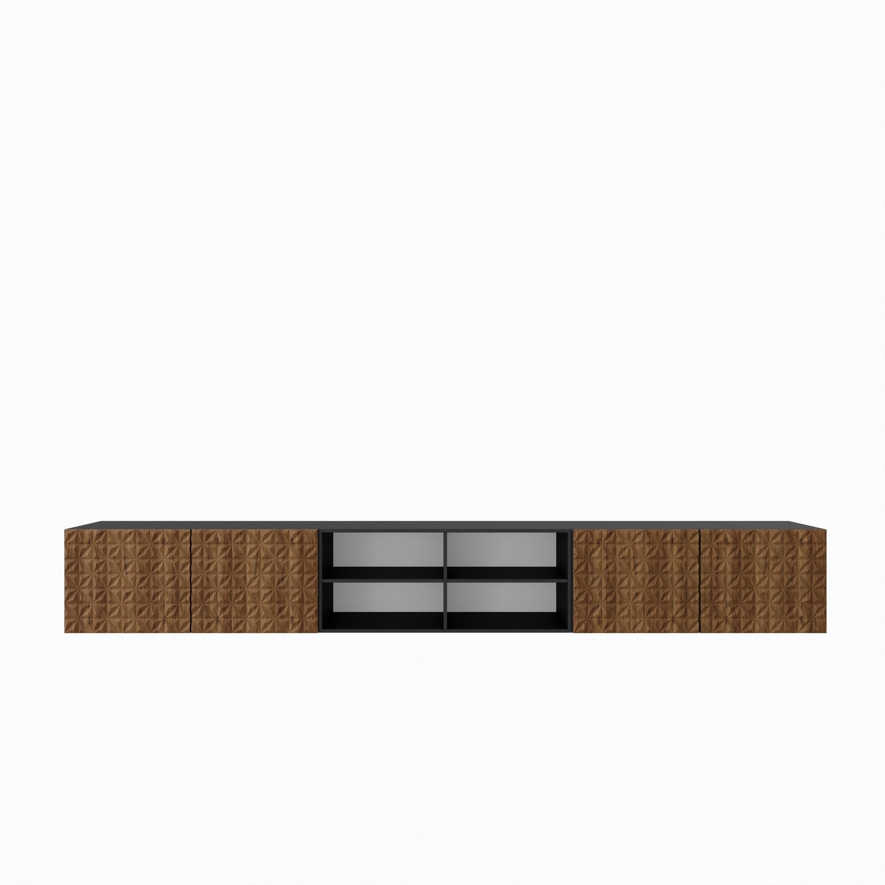 LOWBOARD ROVA 300/41/40 cm, Hängender TV-Schrank Schwarz / Eichefarben - Eichefarben/Schwarz, Holzwerkstoff (300/41/40cm) - MASSENO