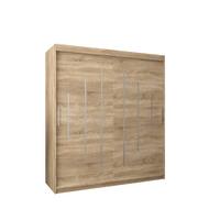 SCHWEBETÜRENSCHRANK 200/180/62 2-türig - Silberfarben/Sonoma Eiche, Holz/Kunststoff (180/200/62cm) - Abiks Möbel