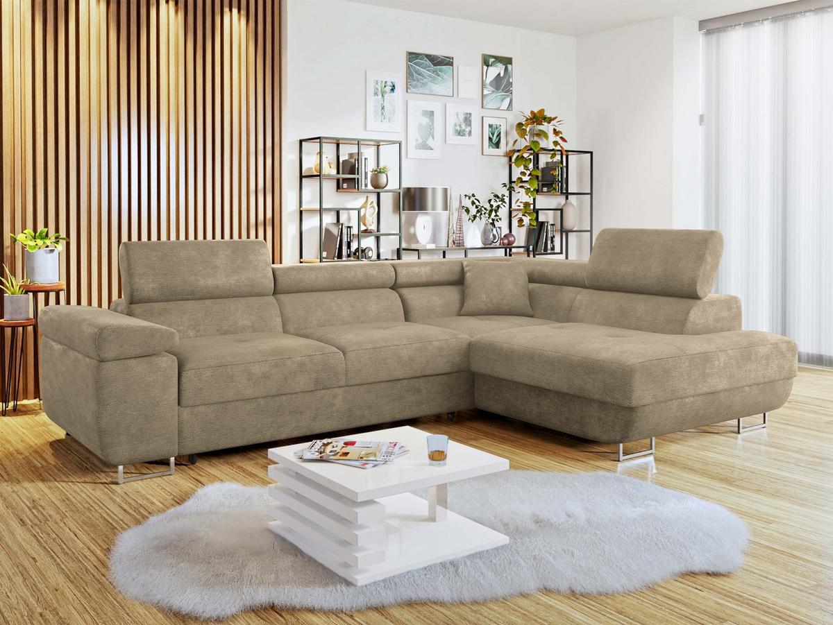 ECKSOFA Torezio, Seite: Rechts - Sandfarben, Holz/Textil (274/203cm) - MIRJAN24