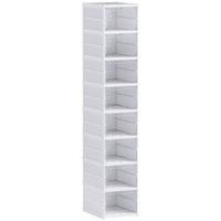 SCHUHBOXEN Stapelbare, Faltbar 8 Stück Schuh-Organizer mit Transparenten Türen - Weiß, Kunststoff (26/140/35cm) - HOMCOM
