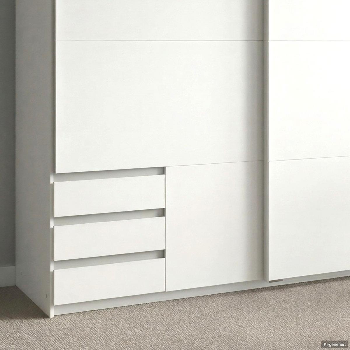 SCHWEBETÜRENSCHRANK 2-türig B179/H198/T65 cm, Kleiderschrank in Weiß mit sichtbaren Schubkästen / 22688 - Alufarben/Weiß, Holz/Holzwerkstoff (179/198/65cm) - luma-home