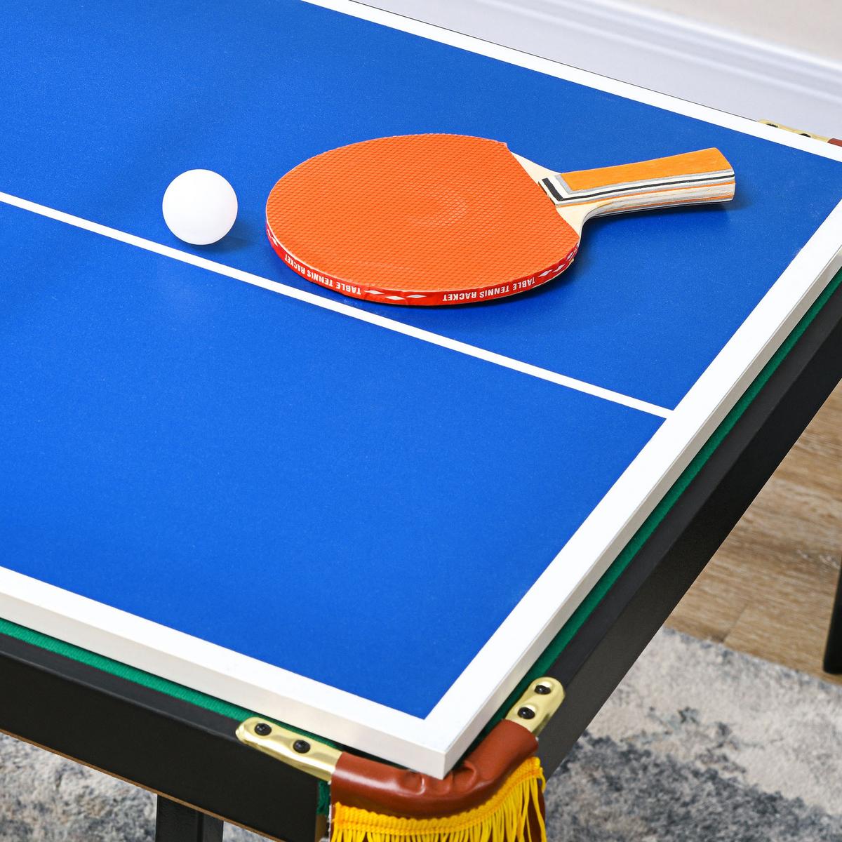 MULTIGAME Spieletisch Multifunktionstisch inkl. Tischtennis Billardtisch Grün - Blau, Holzwerkstoff (63/140cm) - SPORTNOW