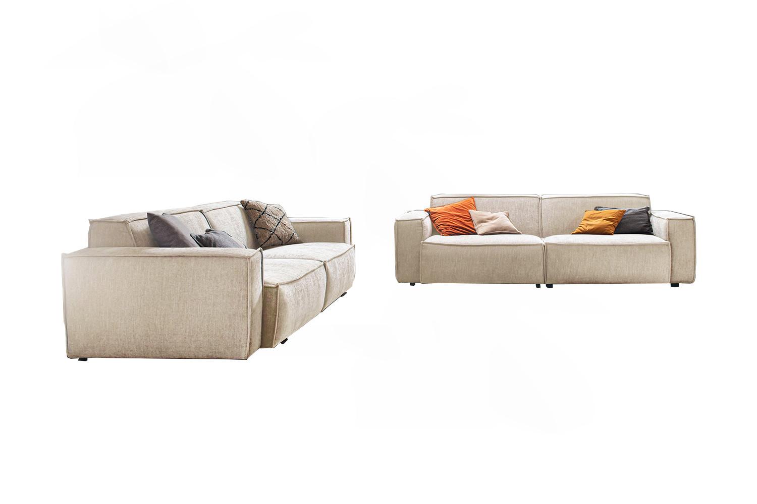 SITZGRUPPE SAMU Beige Webstoff (2er-Set) - Greige/Beige, Kunststoff/Textil (256/72/106cm) - KAWOLA