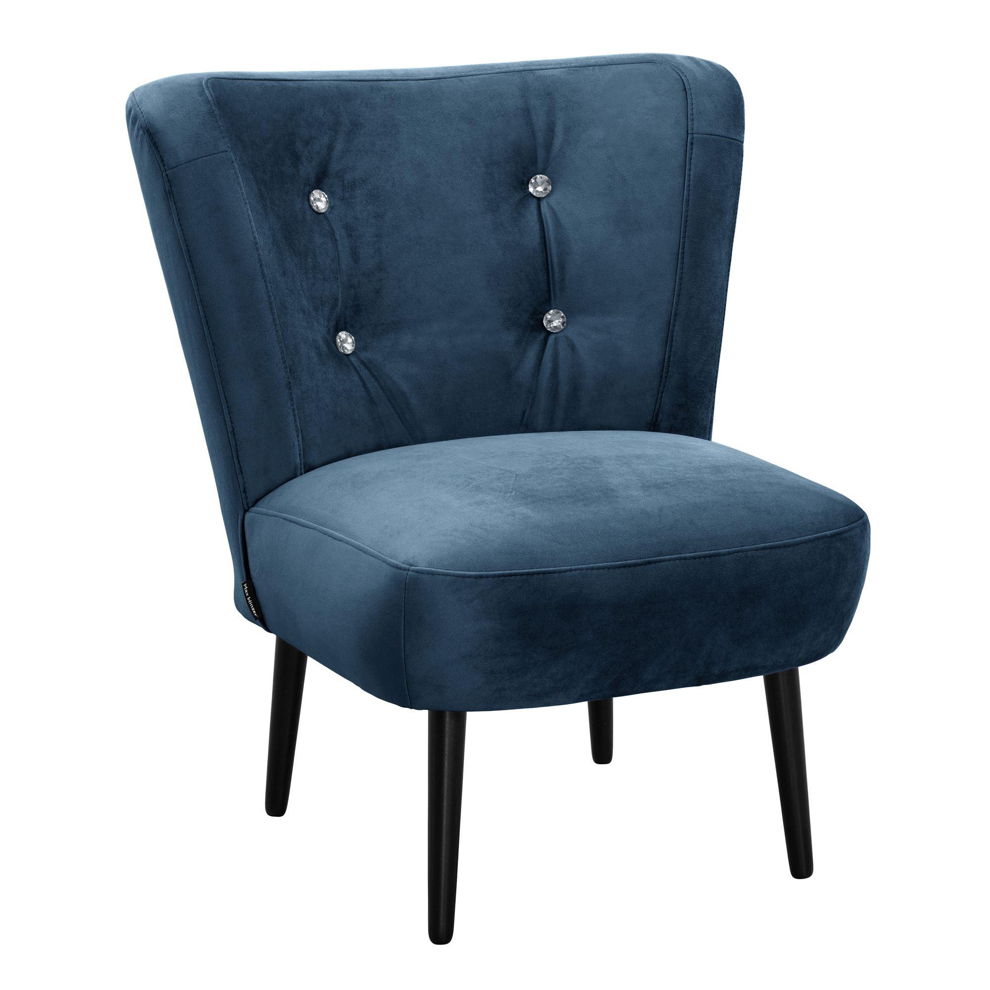 COCKTAILSESSEL Kayleigh Samtvelours dunkelblau - Dunkelblau, Kunststoff (68/80/69cm) - 58aufmkessel