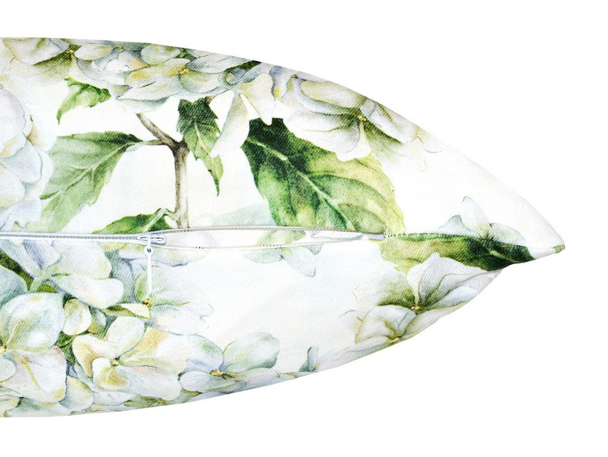 KISSENHÜLLE Landlust-Hortensie weiß 50/50 cm - Weiß/Grün, Textil (50/50cm) - beties Heimtextil
