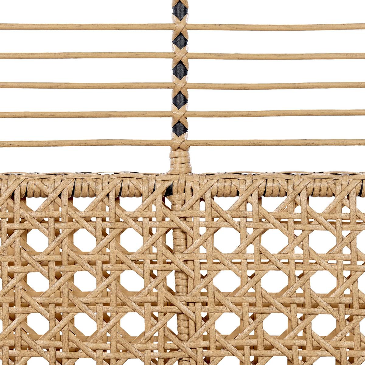 GARTENSOFA 2-Sitzer Rattan natürlich 122 cm Auflage graphitgrau Pratello - Beige/Schwarz, Kunststoff (122/79/59cm) - Beliani