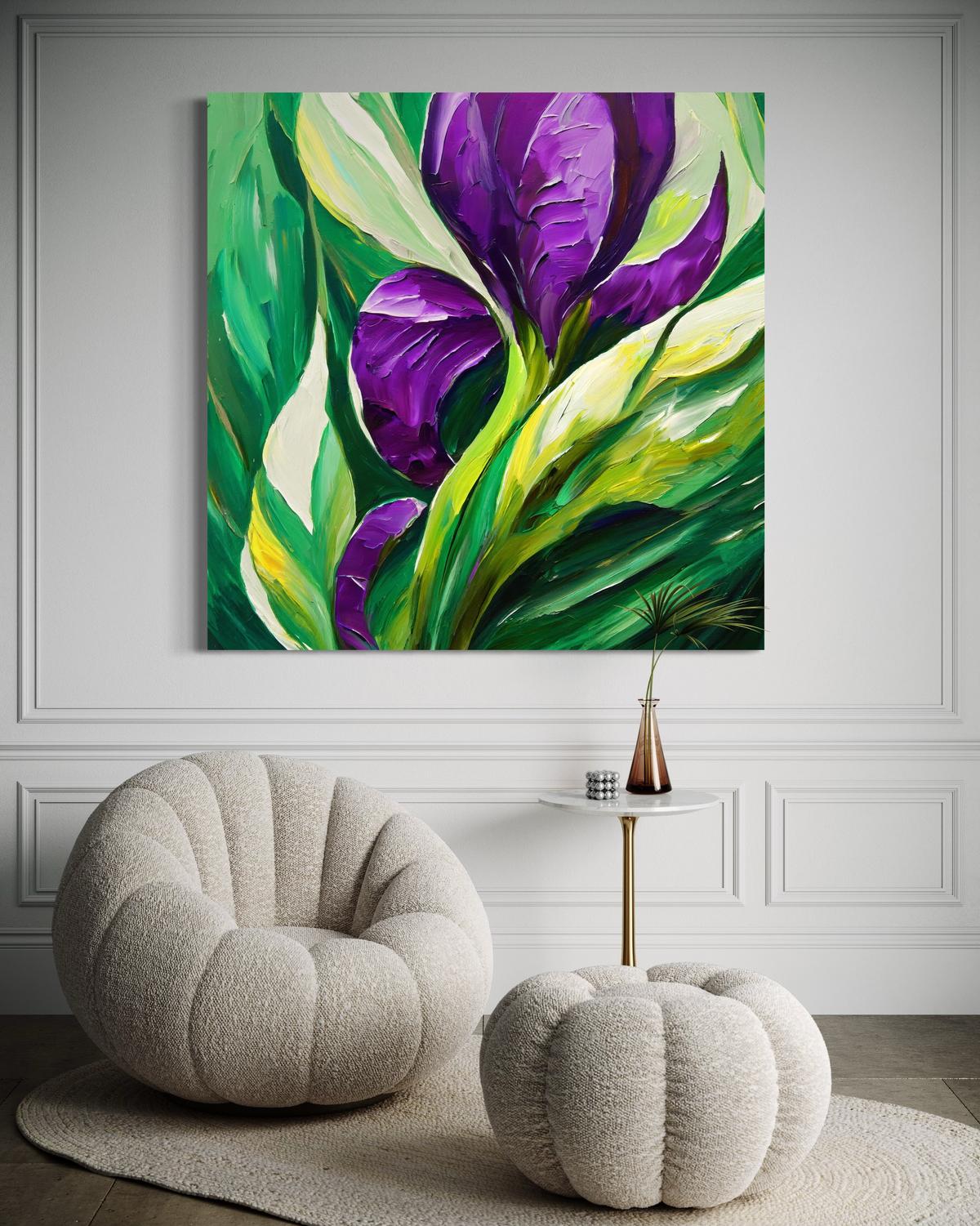 WANDBILD lila gemalte blumen - Lila, Textil (30/30cm) - Feeby