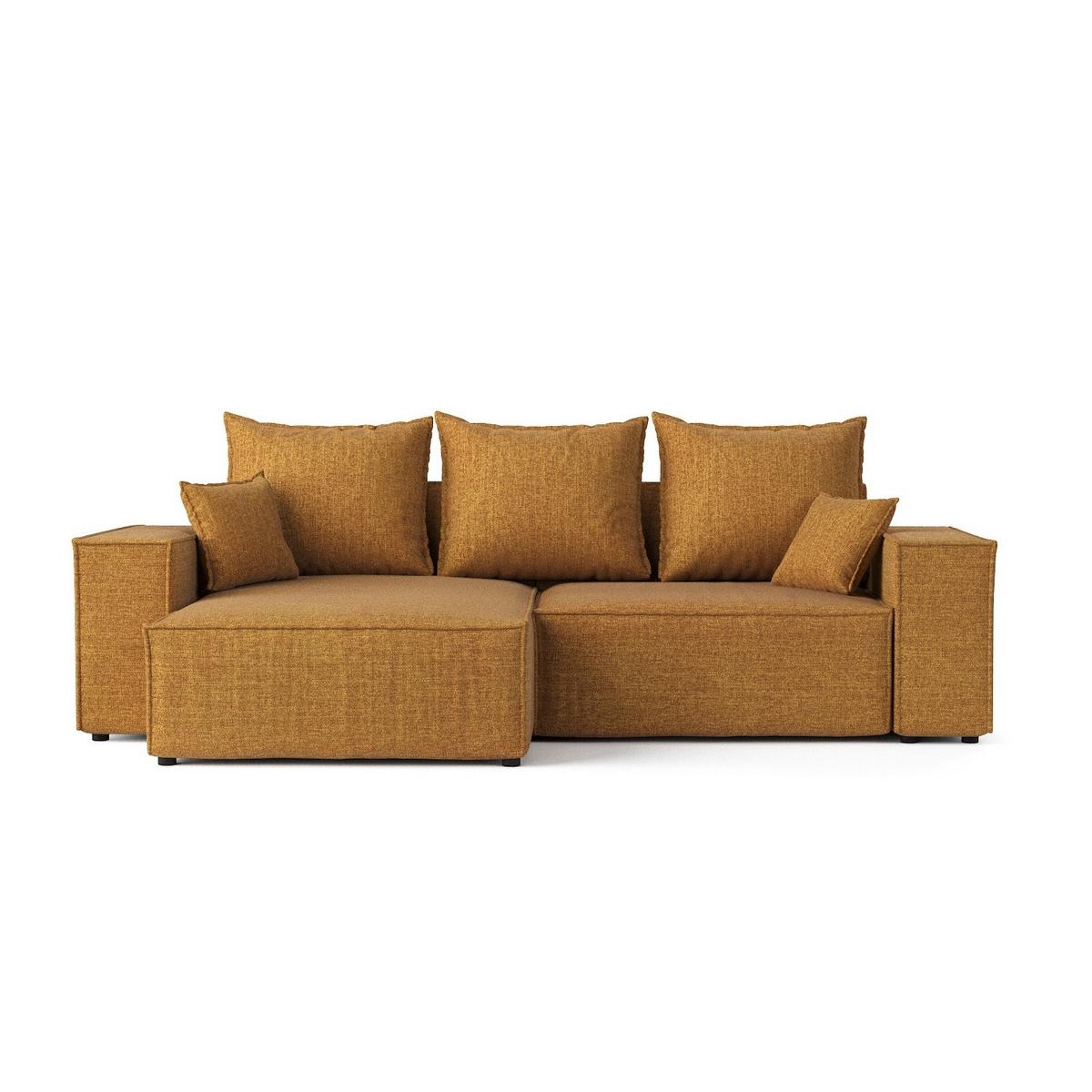 ECKSOFA SENSO mit Schlaffunktion Honiggelb im City Stoff - Schwarz/Honig, Holz/Holzwerkstoff (255/148cm) - AltaBeds