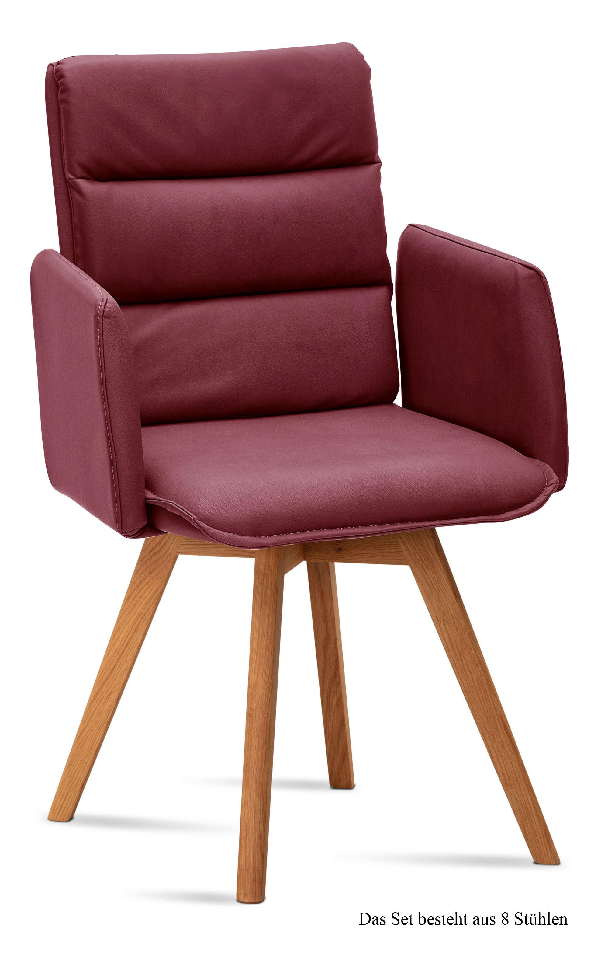 ARMLEHNSTUHL (8er-Set) Dodie 52x92x60 Eiche geölt/Marsala - Eichefarben/Brombeere, Kunststoff (60/92/52cm) - 58aufmkessel
