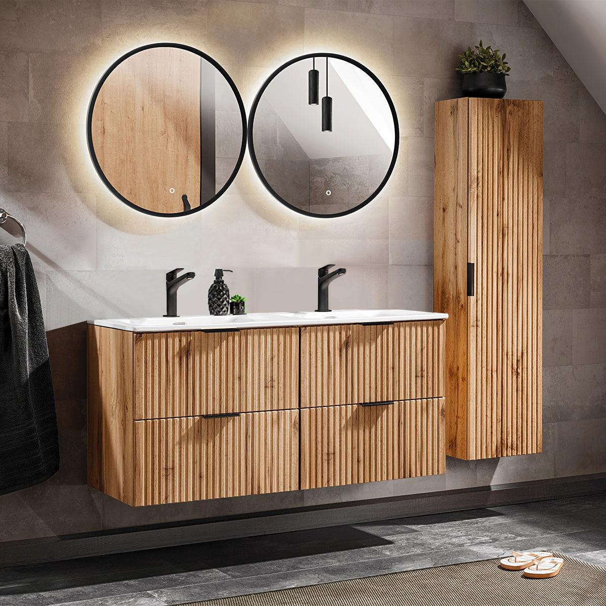 BADMÖBEL 120.4cm Adriel 2er-Set Holz - Braun, Holzwerkstoff (120.4/57/46cm) - Petits-meubles