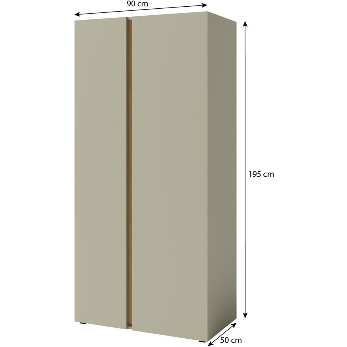 DREHTÜRENSCHRANK Lico für Jugendzimmer, mit 2 Türen, Eukalyptus - Eukalyptusholzfarben, Holzwerkstoff (90/195/50cm) - Beautysofa