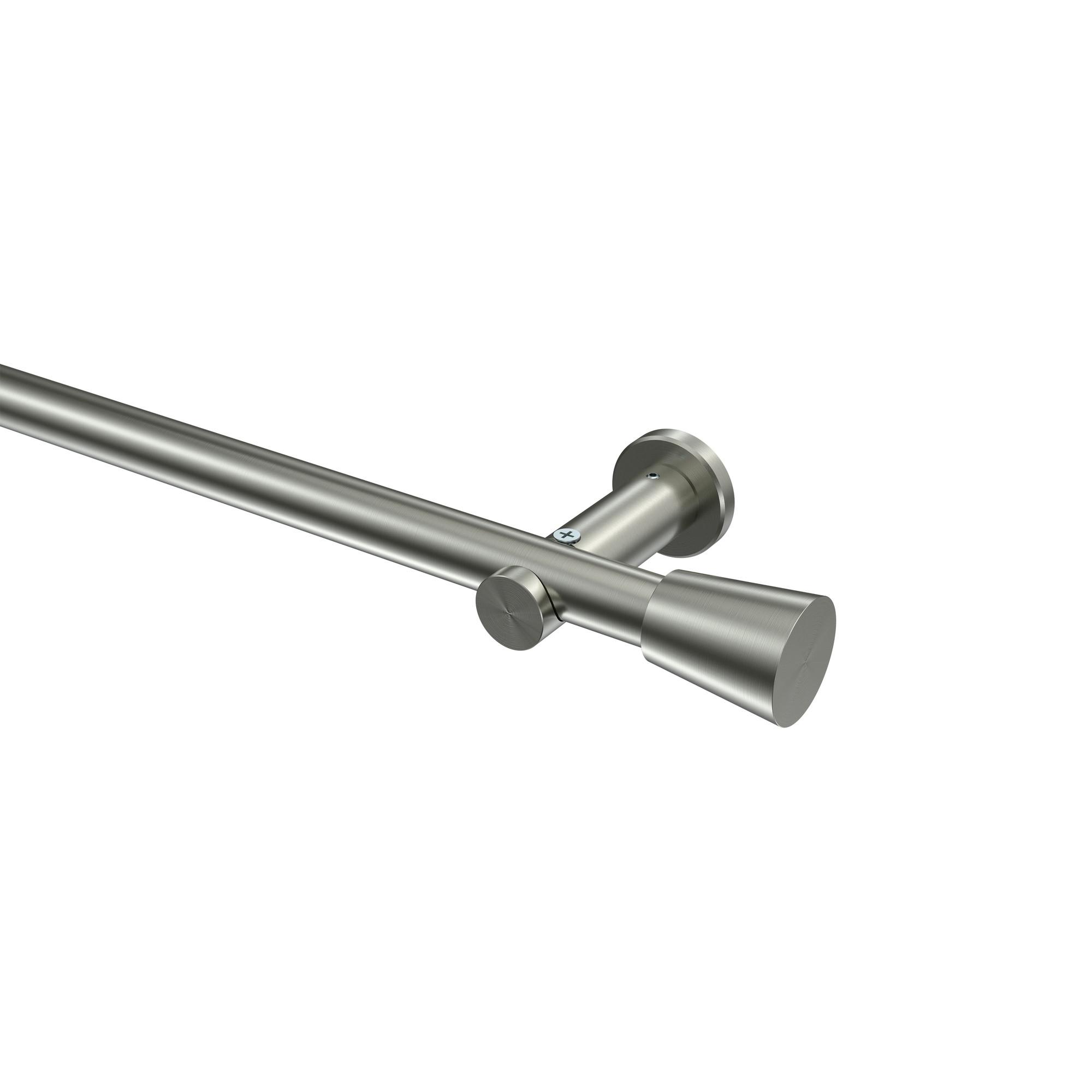 GARDINENSTANGE Platon Sitra 480 cm (geteilt in 3 x 160 cm), 1-läufig (ohne Ringe), 20 mm Ø Edelstahl-Optik - Edelstahlfarben, Metall (480cm) - INTERDECO
